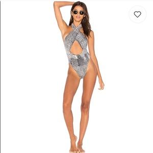 Blue life halter one piece in viper tie dye